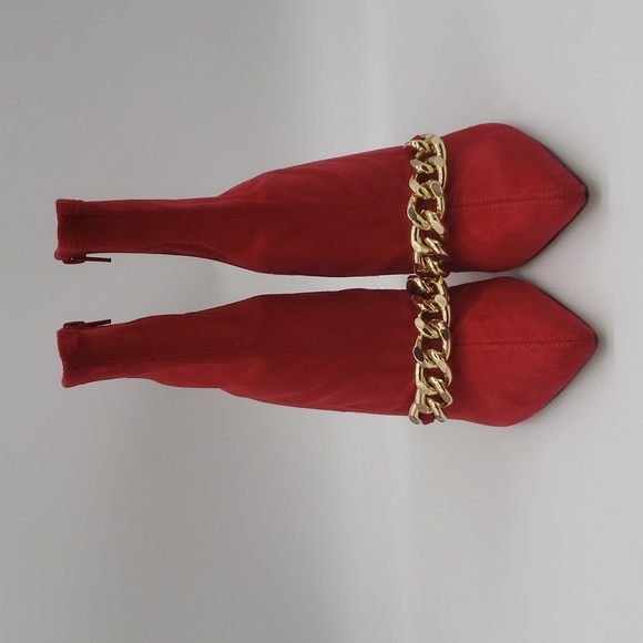 882- NINE WEST Women's Timbaa2 Ankle Boots Size 7.5 Red Color NWT - Picture 4 of 8